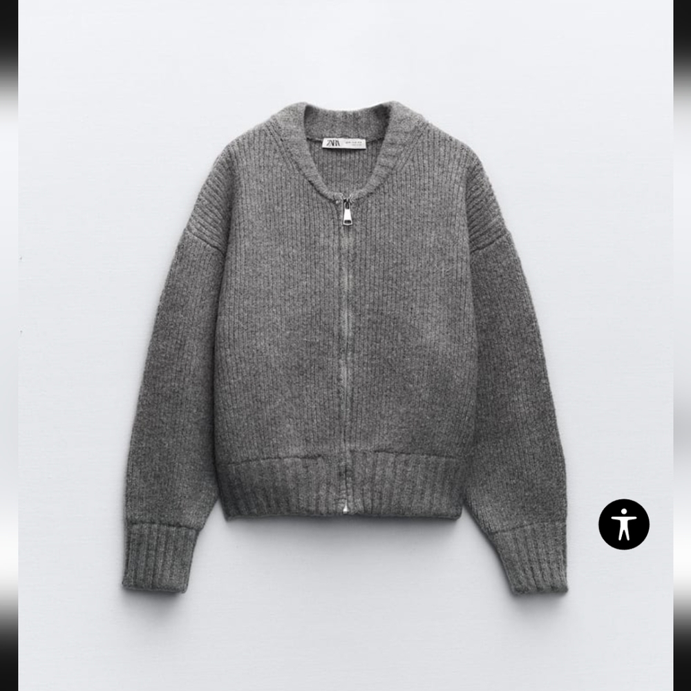 Zara Knit Bomber Cardigan